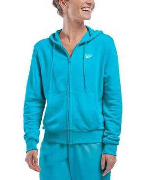 Reebok Identity Logo French Terry Full-Zip Sweatshirt Bold Cyan Blue NWT Medium